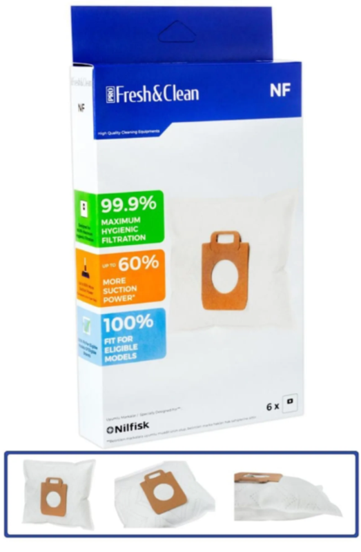 Pro Fresh & Clean Nilfisk Select Comfort Allergy Uyumlu Bez Toz Torbası 6'lı